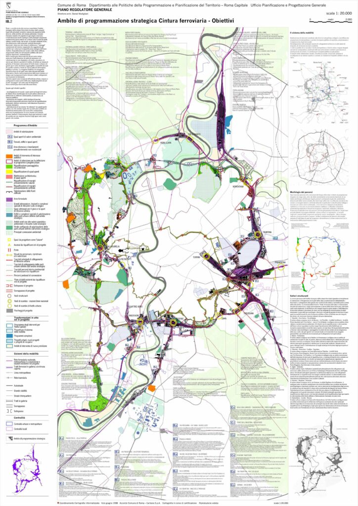 Fig. 08. Ambito di programmazione strategica Cintura Ferroviaria, Tavola Obiettivi. (NPRG, Roma, 2008).
