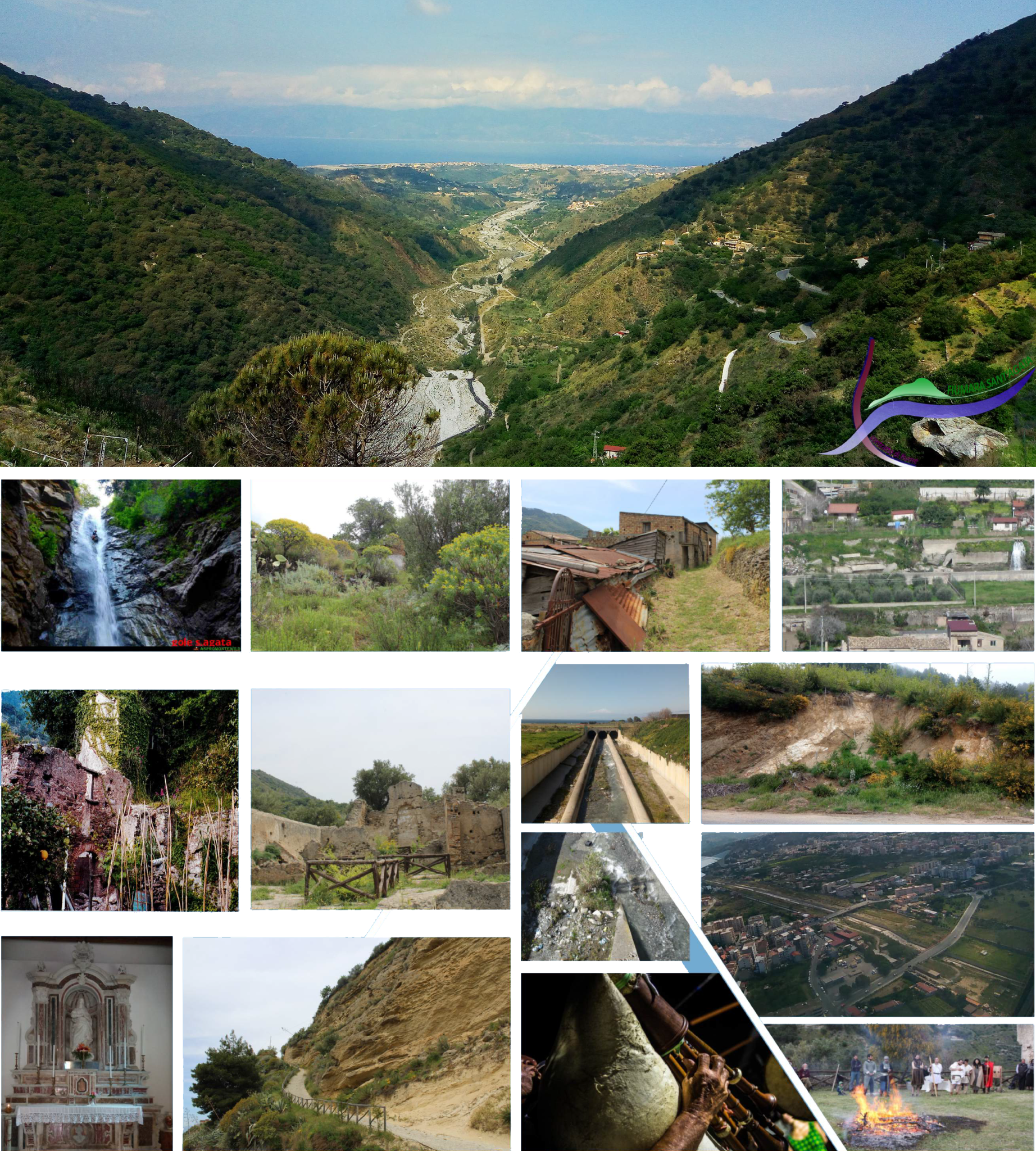Fig. 4. Mappatura e foto della Fiumara Sant’Agata. Fonte: rielaborazione da Settore 10, Città Metropolitana RC.